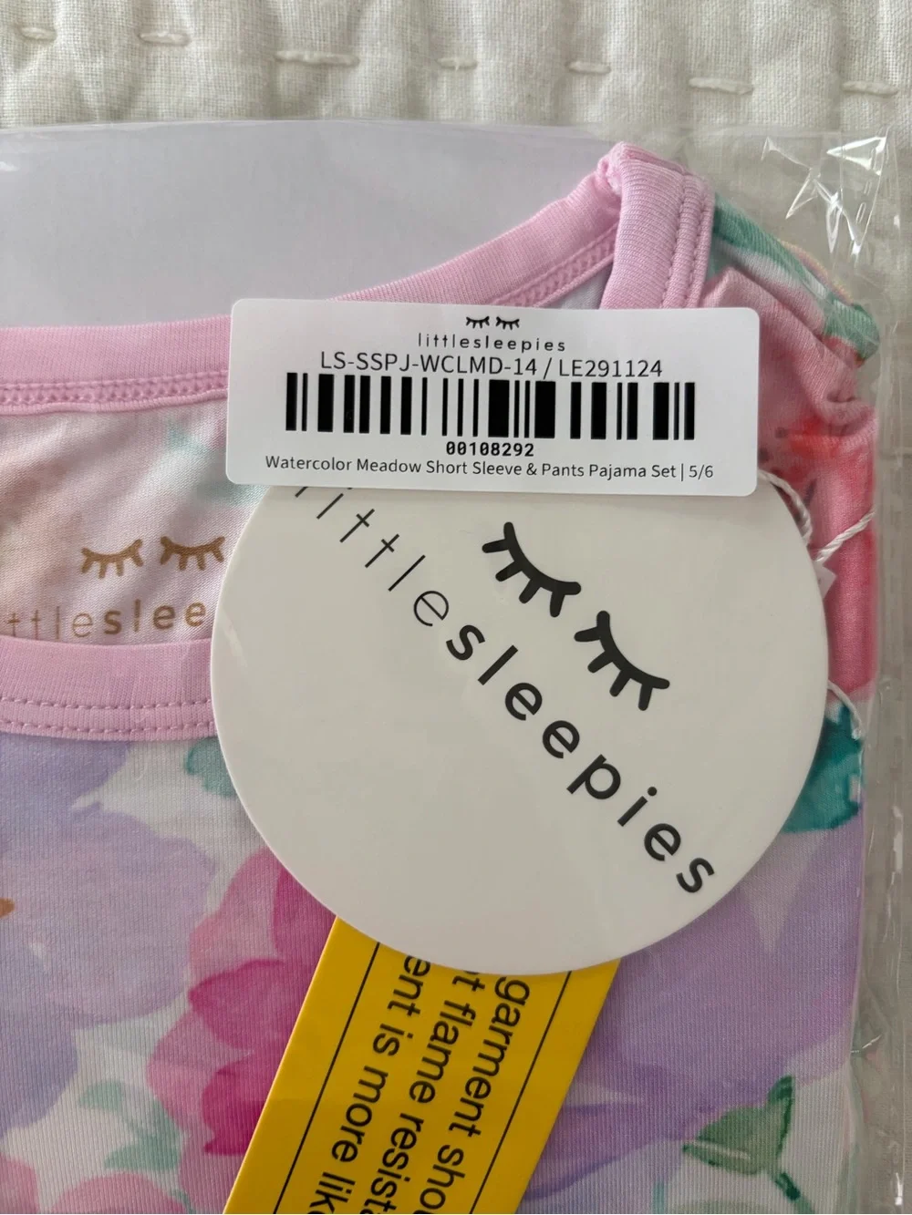 NWT Little Sleepies Bamboo Watercolor Meadow Floral Short Sleeve Tee & Pant Set